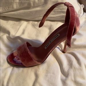 Pink Velvet Manolo Blahnik Sandals